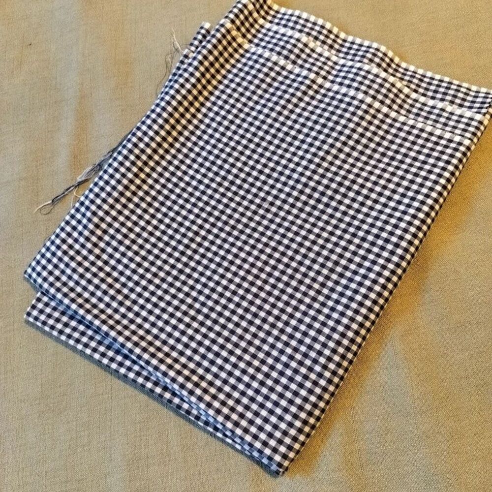 Vintage navy blue and white gingham fabric